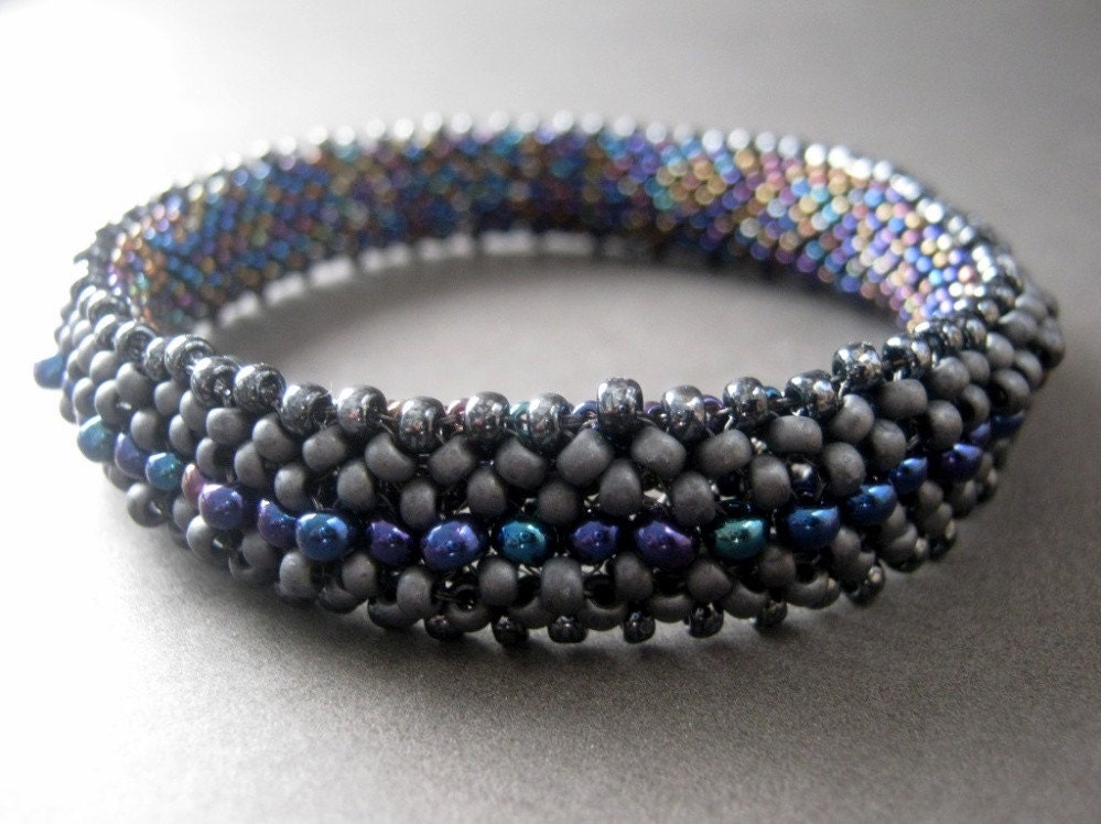 The Basilisk Purplish Beadwork Bangle