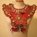 Scarab Beetle Leather Collar Hand Painted Fringe With Scarab Carved  Stone Hand Made Cracchiolo Designs/ Tee-Pee-Toes