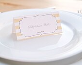 Printable Editable Placecard PDF in Resort Stripes 10 colors to choose