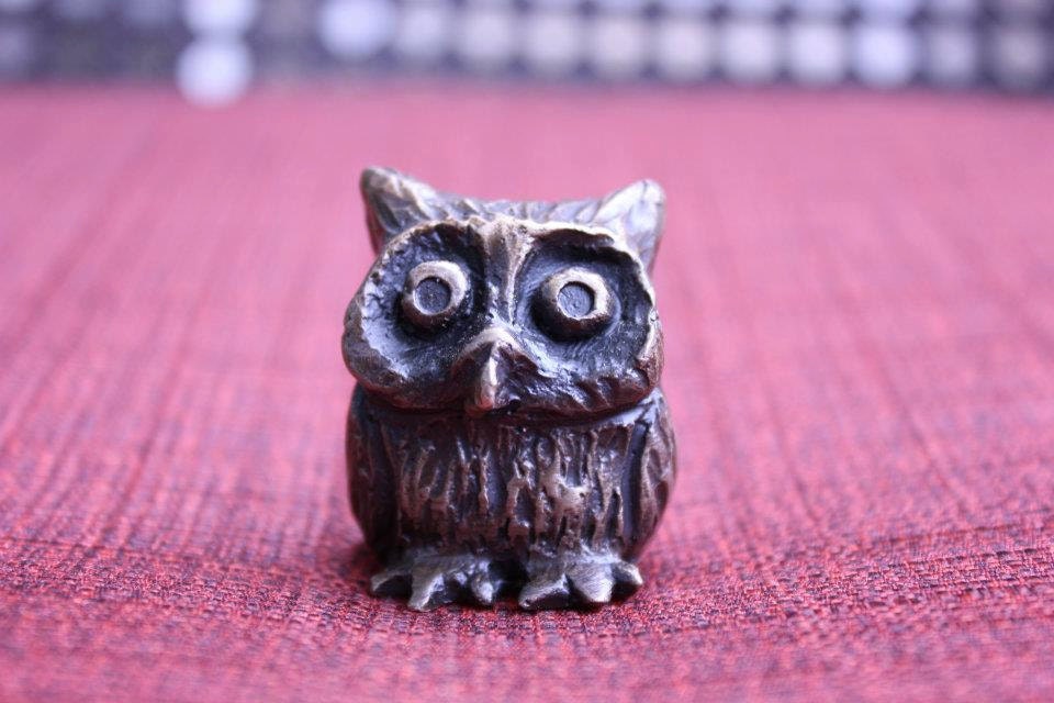 Small Cast Bronze Owl