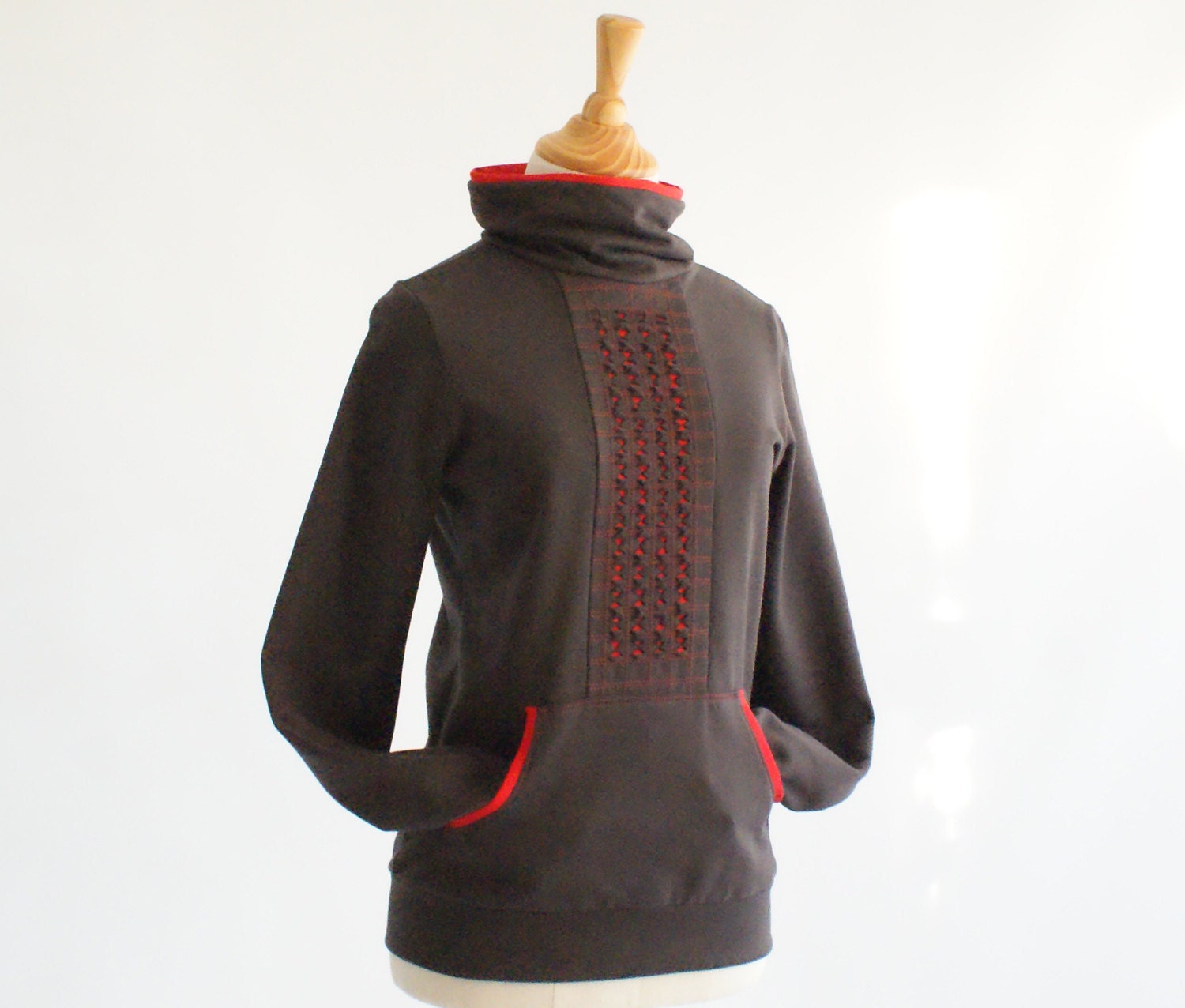 SALE Sweater in dark brown sweatshirt jersey fleece, sporty and warm - LAST one