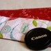 Camera Strap Cover with Padding and Lens Cap Pocket - Love Birds and Leaves