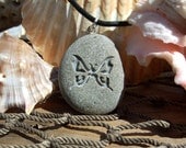 A Butterfly on Martha's Vineyard Beach Stone Pendant