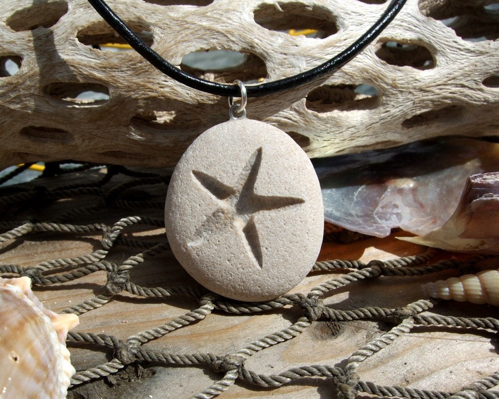 Starfish -Talisman of Travel over Water - Martha's Vineyard Beach Stone Pendant