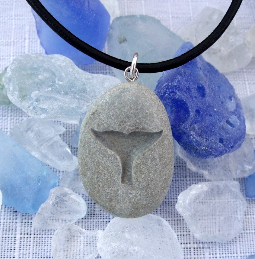 a Whale's Tail  - Martha's Vineyard Beach Stone Pendant