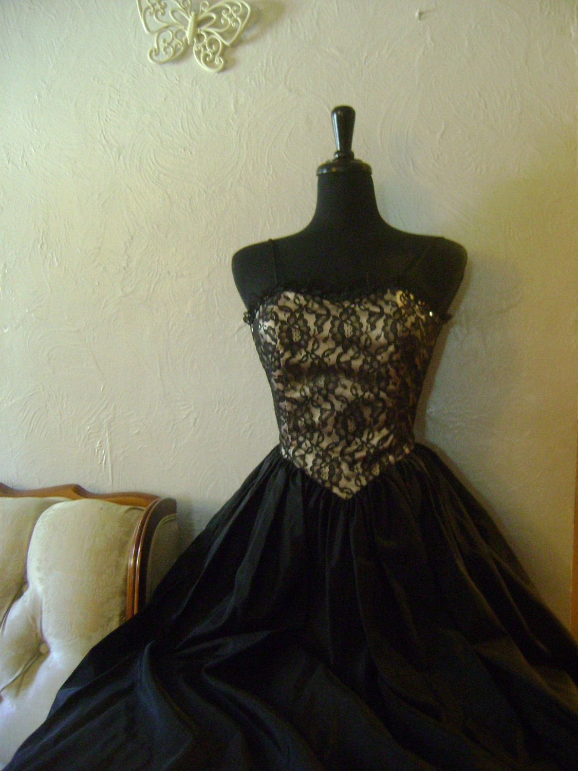 Black Taffeta Gown with Witch Costume potential