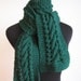 Emerald green cable and lace slim scarf