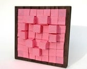16 Bit Love Romantic Origami Pink Heart Sculpture by Paper Disciple
