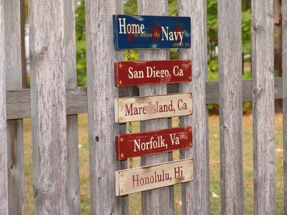 4 Duty Stations- Home Is Where the Military Sends Us - Hand Painted - Custom Sign