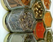 CUSTOM Magnetic Spice Rack (set of 10 empty HAND-STAMPED jars for your own spices)