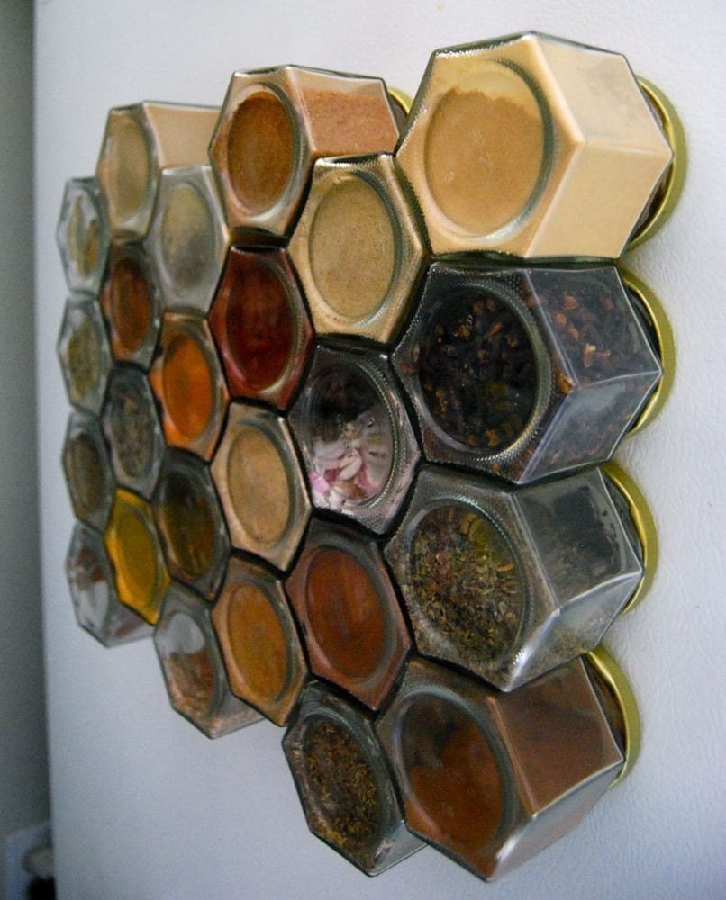 LARGE Magnetic Spice Jars for Compact Living (set of 12 large 4oz. EMPTY jars hand-stamped with spice names of your choice).