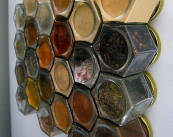LARGE Magnetic Spice Jars for Compact Living (set of 12 large 4oz. EMPTY jars hand-stamped with spice names of your choice).