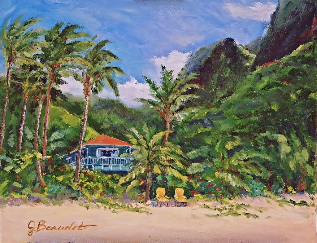 Print of Original Oil Painting Landscape Tropical Fine Art  Impressionist J Beaudet