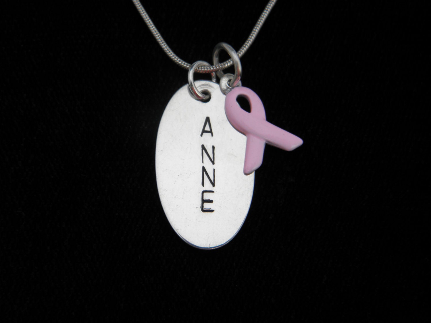 SALE - Personalized Breast Cancer Awareness/Survivor Sterling Silver Necklace -Custom Hand Stamped