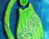 Fridge Magnet - Fat Cat Out of Kitty Experience Green
