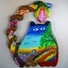 Cyber Monday Etsy - Fridge Magnet - Fat Cat Waterfall Garden Landscape