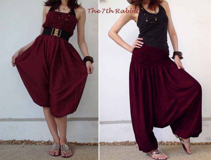 Harem Pant in Dark Red
