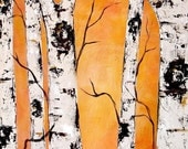 Golden Birch Trees with Real Texture Commission by Kristen Dougherty