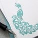 Peacock Note Card Set Letterpress Bird Light Aqua Blue Gray Aquamarine 10 pack (NPE02)