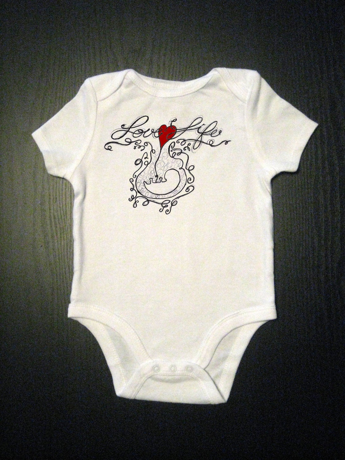 Love Life Pro-Life Illustration Baby Onesie - One Piece Baby Bodysuit - Children's Clothing - Baby and Toddler and Kid's Clothing