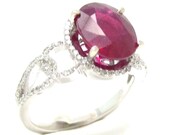 Oval cut rich RED RUBY & Diamonds engagement ring Rub900