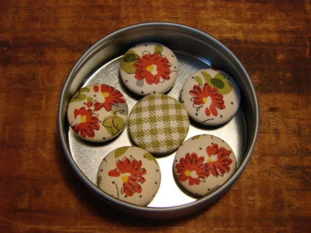 Deep Orange Floral Magnets