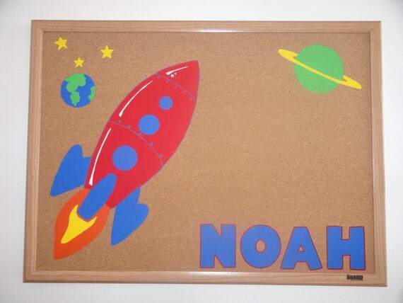 Rocketship Bulletin Board by SilverSprout on Etsy