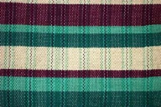 Handwoven Cotton Yarn Rug - Green, Wine, Cream (Inv.ID 9-0160)