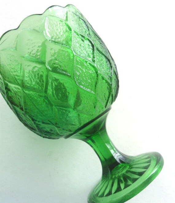 Vintage Goblet Green Compote Bowl Planter Pedestal by CinfulOldies