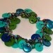Buttons and Beads Green Blue Turquoise Bracelet