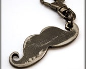 Metal Mustache Keychain by WATTO Distinctive Metal Wear - Handmade Metal Charm on Gunmetal Keychain