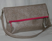 TREKKER Foldover Shoulder Bag, Messenger Bag, Convertible Clutch - Eco-friendly in Faux Snake Skin