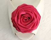 Gift Fuchsia Shoe clips- 2", Ribbon Roses