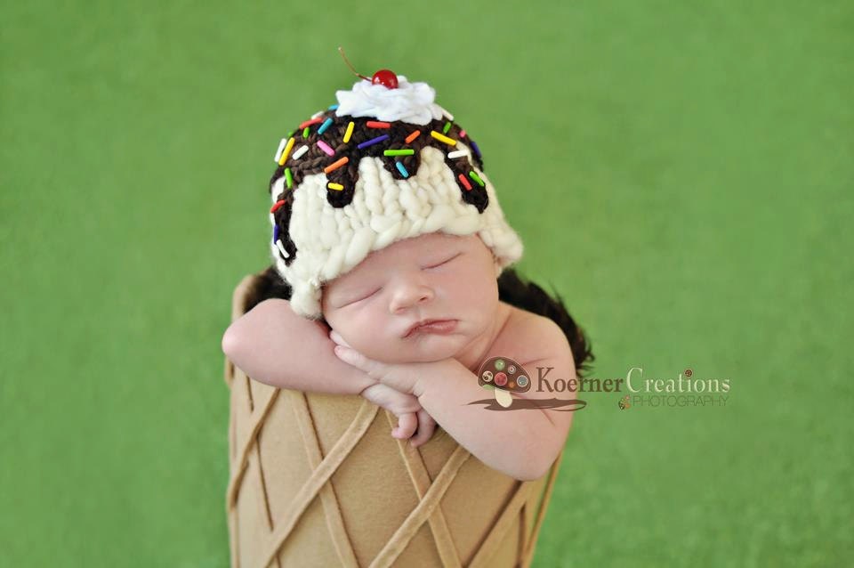 RESERVED for  W. Grover   Ice Cream Sundae (Vanilla) Hat  newborn photography prop