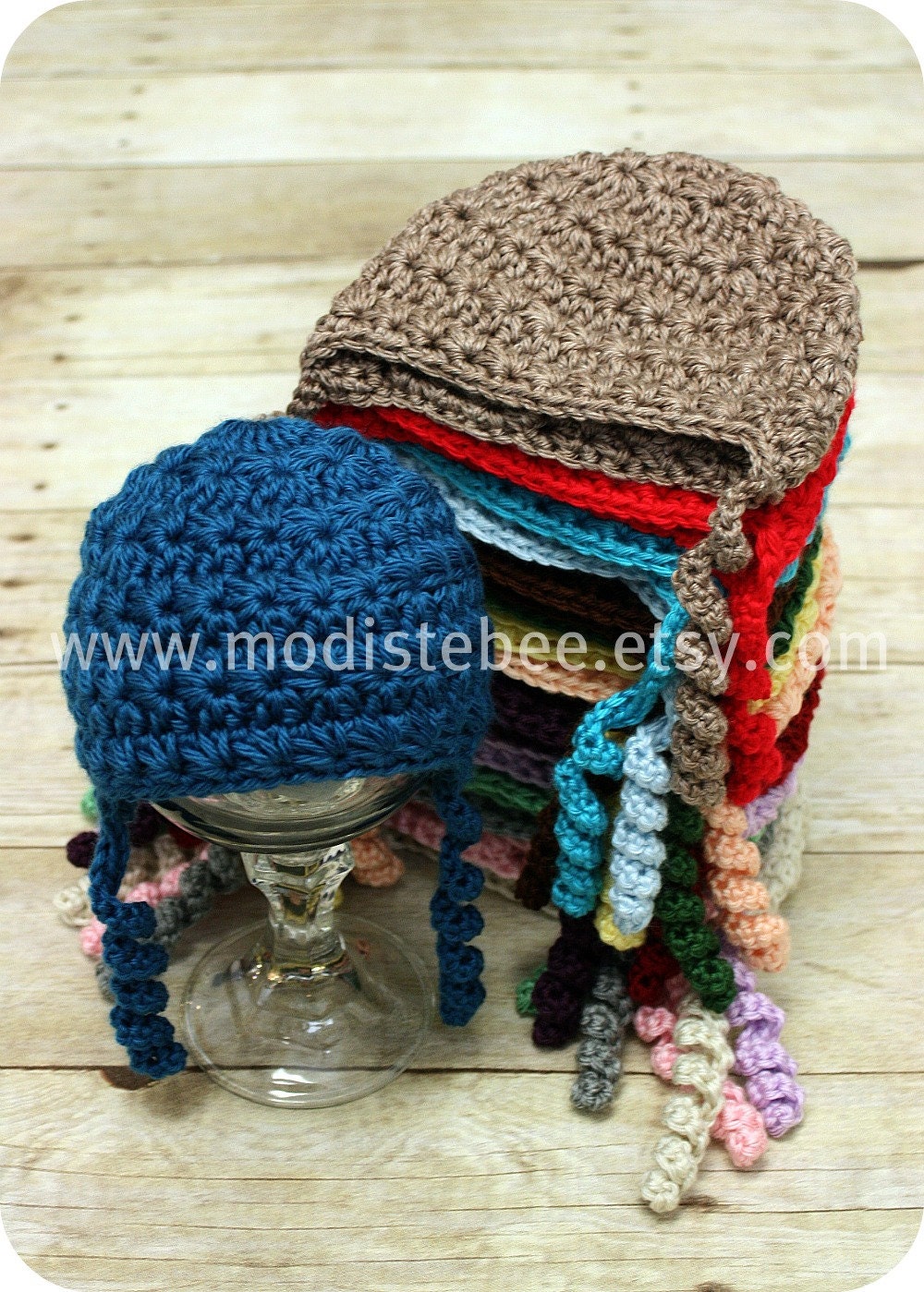 Simplify Collection in Ocean Crochet Beanie hat Newborn photography prop