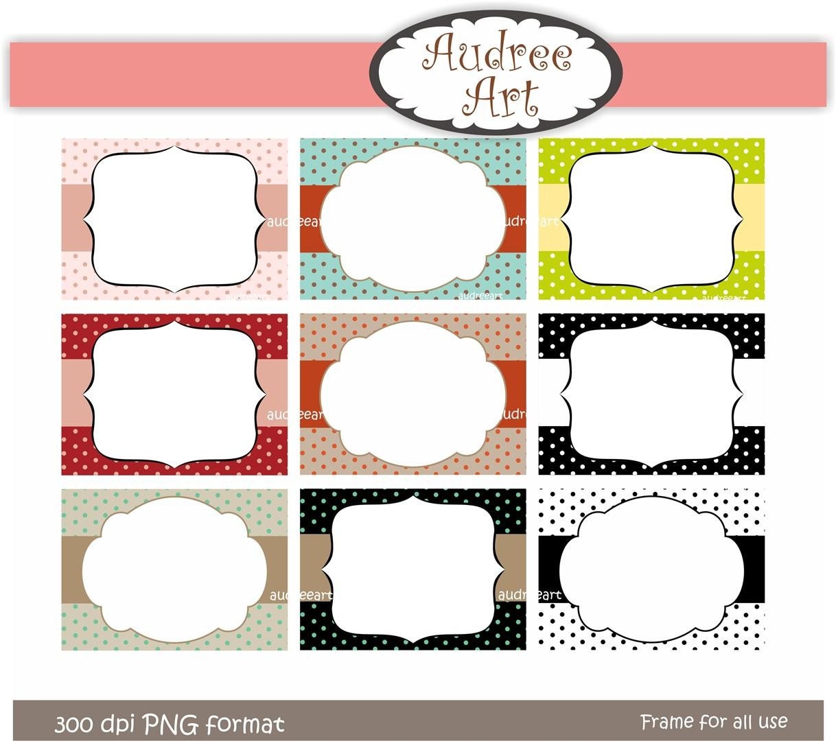 Digital border.for card making, premade-photo frame, tag, polkadot frame 2