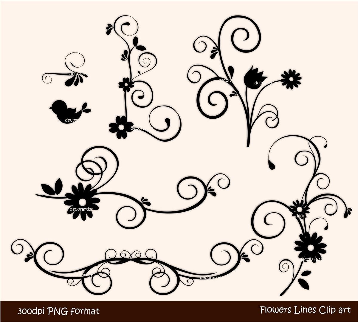clipart flowers black and white borders - photo #20