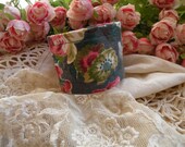 TEXTILES  bracelet assemblage shabby vintage fabric cuff  simple soft old remnants button