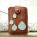 Chocolate Leather iPhone/iPod/HTC Case with Blue Bow and Drops