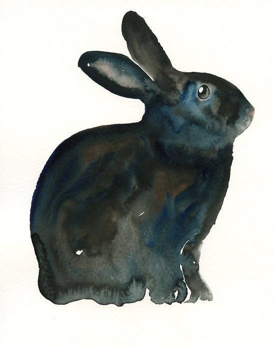 BUNNY by DIMDI Original watercolor painting 8X10inch xxxxAll the animals that you wantxxxx
