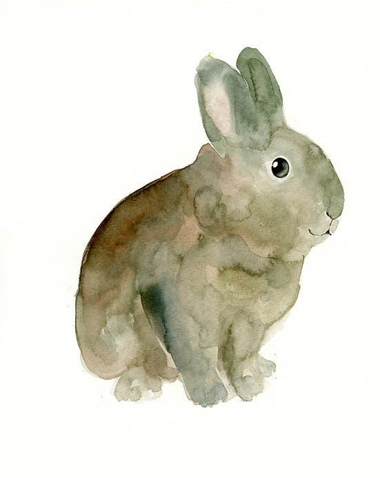 BUNNY by DIMDI Original watercolor painting 8X10inch