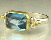 Blue Topaz Ring - 18k Yellow Gold and Sterling Silver