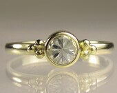White Sapphire Engagement Ring in 18k and 14k Yellow Gold
