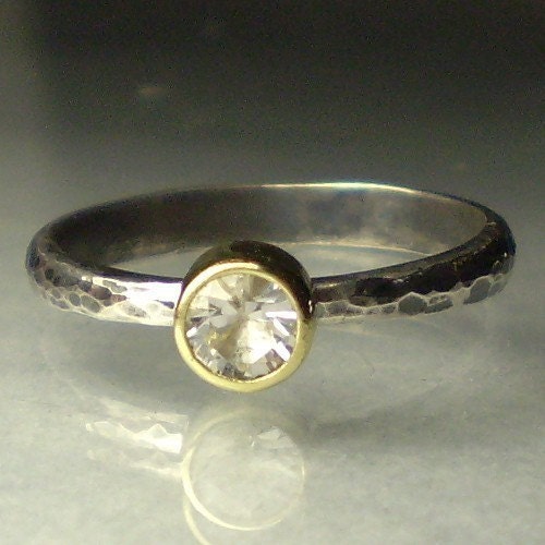 Herkimer Diamond Ring-18k Gold and Sterling