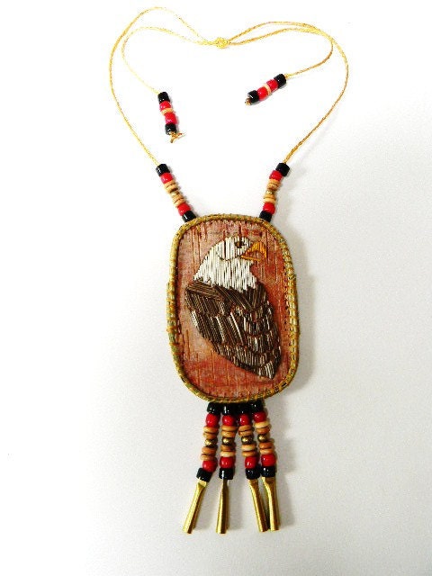 Porcupine Quilled Bald Eagle Necklace