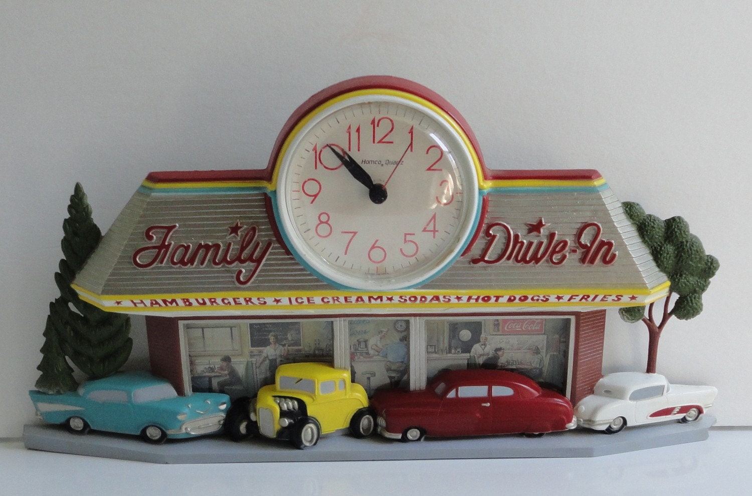 Vintage Family DriveIn Wall Clock with Classic by Cosasraras