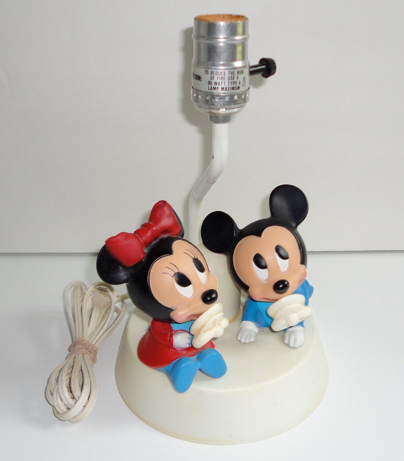 1980's Baby Mickey and Baby Minnie Mouse lamp base. by Cosasraras