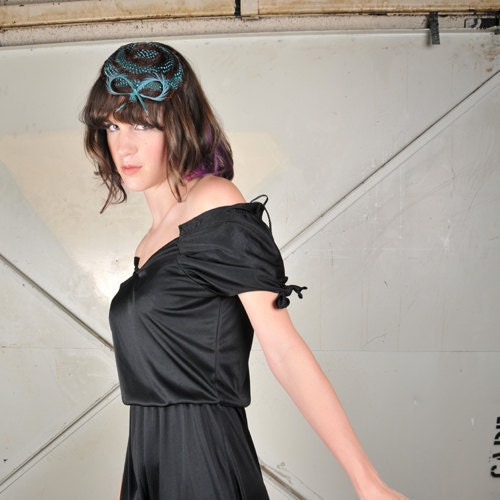 SALE - Concentric Circles - Eco Friendly Cocktail Hat in Aqua and Chocolate Brown - BSP095
