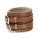 Rugged Brown Leather Cuff Bracelet Adjustable with Buckles Mens Womens
