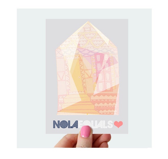 NOLA equals HEART Print Greeting Card